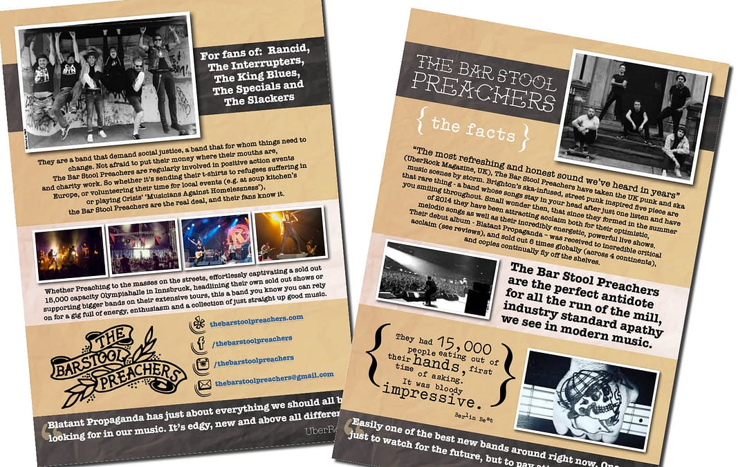 Condensed press pack for Bar Stool Preachers band